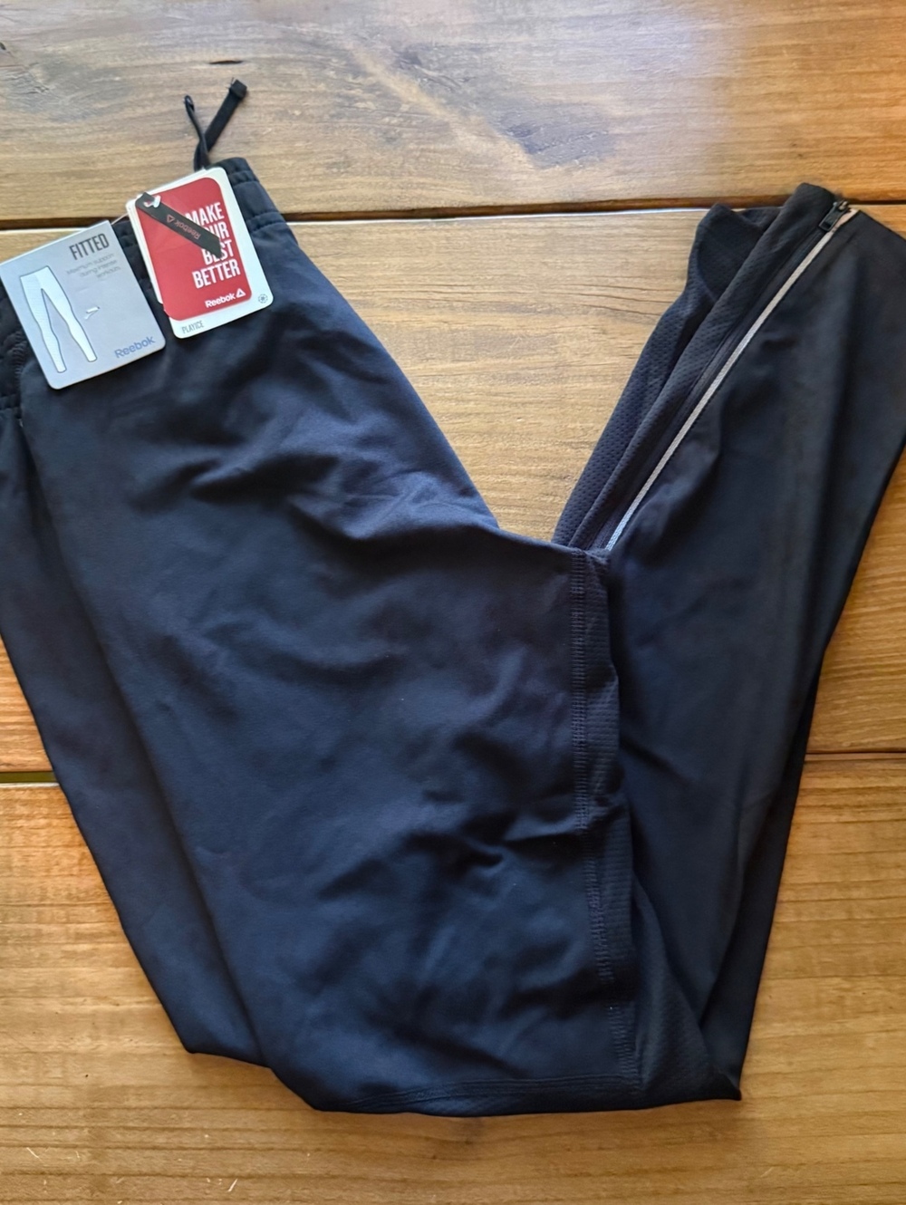 Reebok Fitted Black Athletic Jogger Pants Size Large